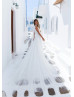 High Neck Ivory Lace Tulle Wedding Dress With Big Bow High Neck Ivory Lace Tulle Wedding Dress With Big Bow
